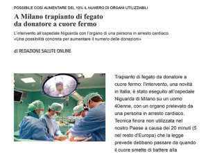 A Milano trapianto di fegatoda donatore a cuore fermo - Corriere